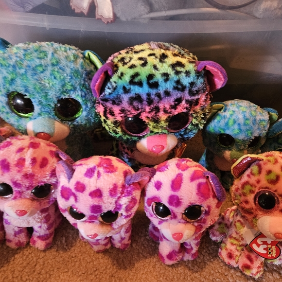 Lot Of 13 Beanie Boo Plush Leopard Cats Glamour, Lainey, Leona, Freckles Used. - Picture 3 of 12